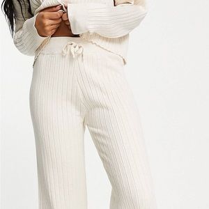 COPY - Knit Ribbed Creme Pants